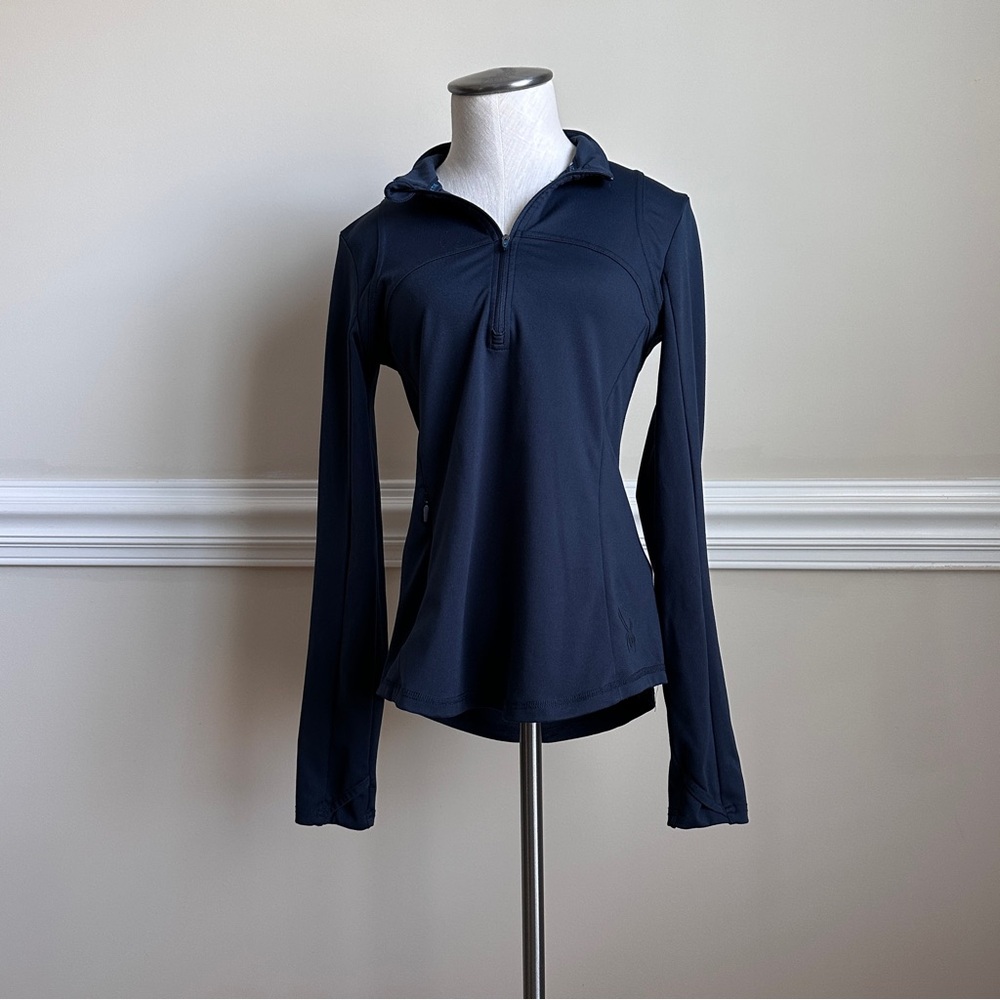 Spyder Blue Fitted Long Sleeve Polo Hoodie